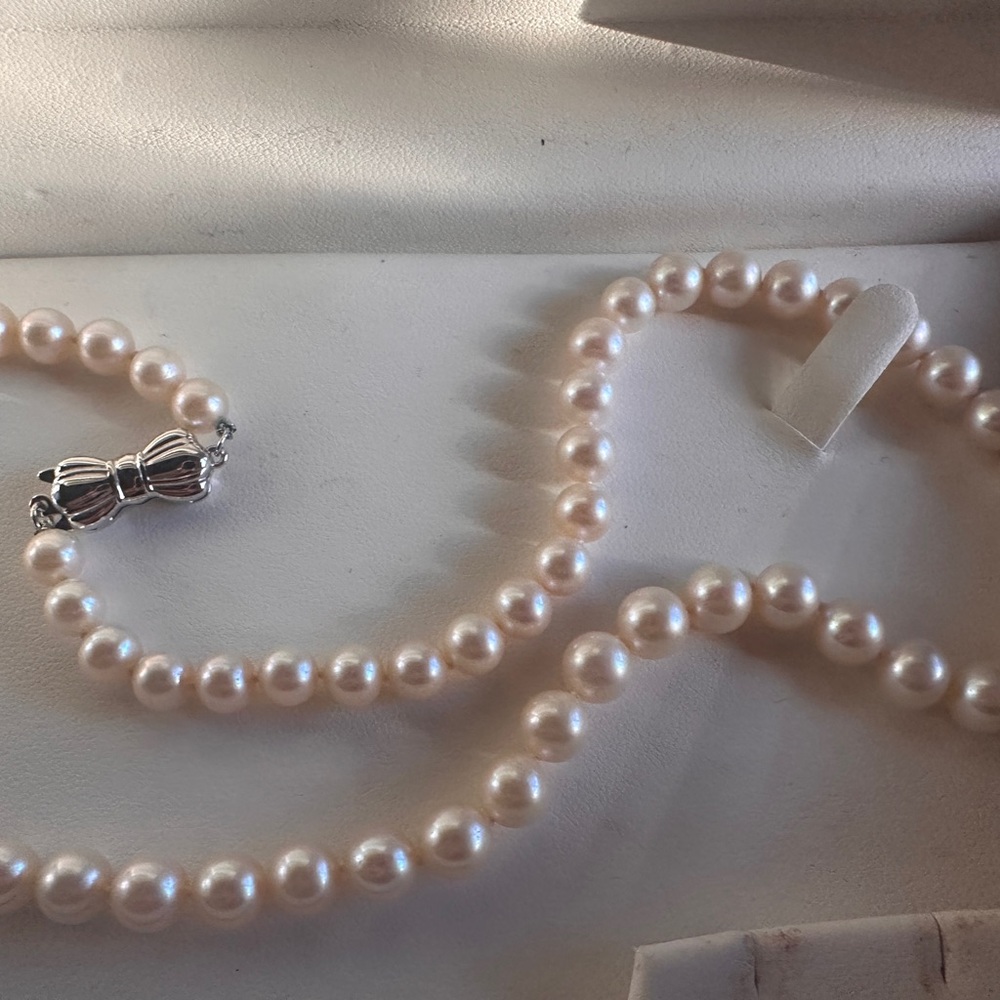 Mikimoto Pearl Strand Necklace with Silver Bow Clasp